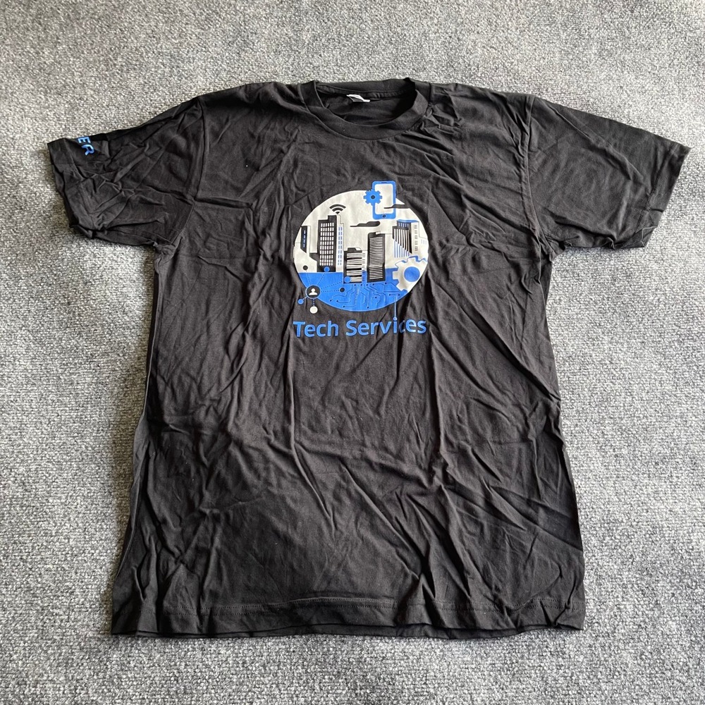 American Apparel Uber Tech Services Graphic T-Shirt Mens Large Black USA Made